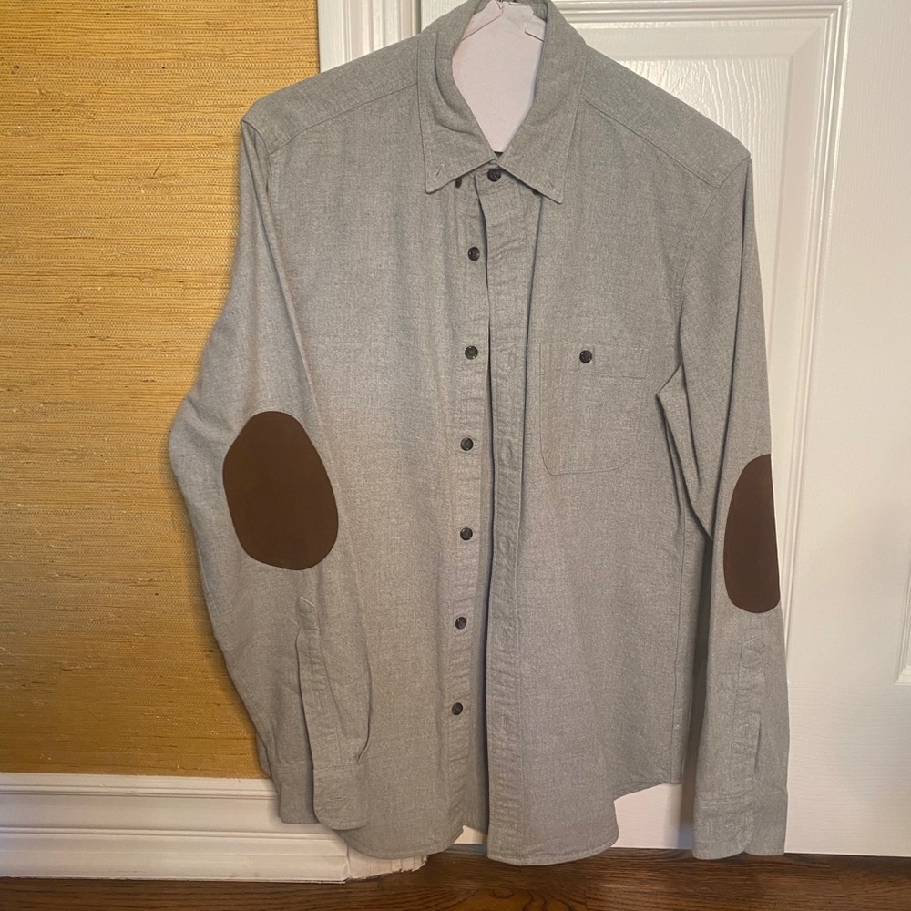 J Crew Heavy Grey Casual Shirt with Elbow Patches